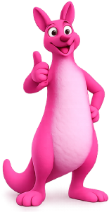 Ozzie the skipbag kangaroo givng a thumbs up