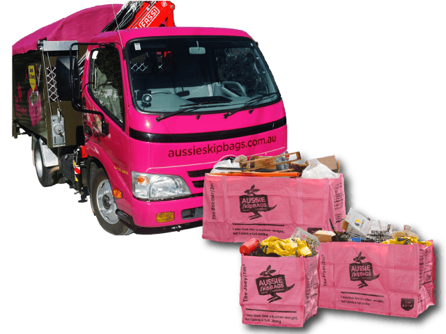 Aussie Skip Bags Canberra feature image of our truck and bag range