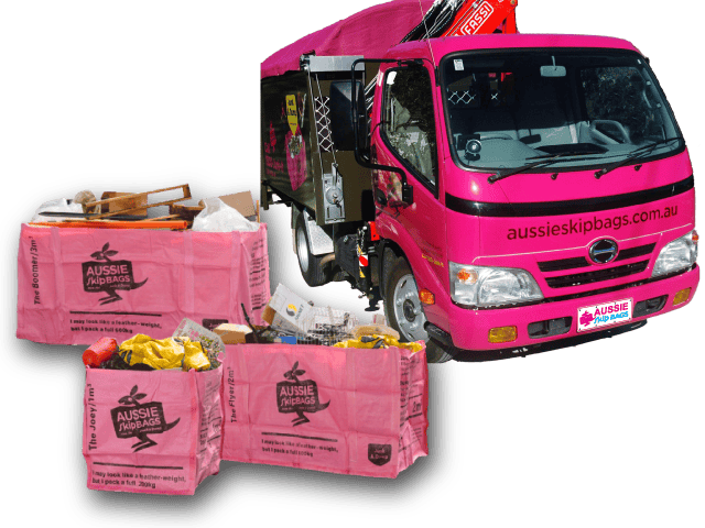 Aussie Skip Bags Newcastle feature image of our truck and bags