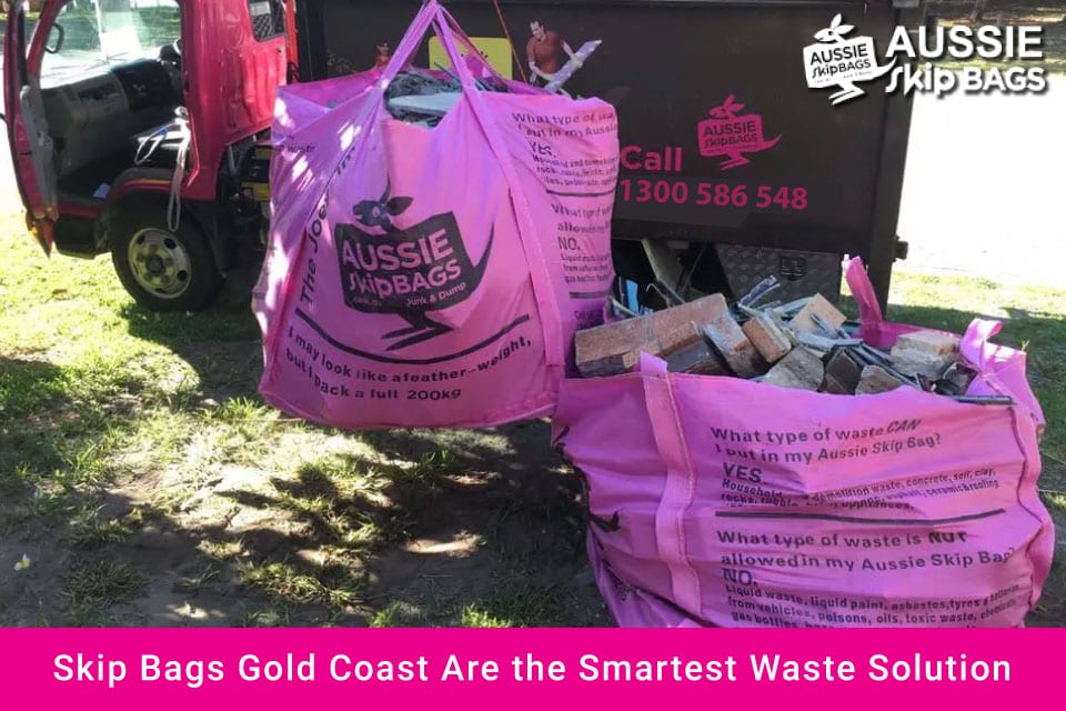 Skip bags on the Gold Coast share image of a pink bags being collected