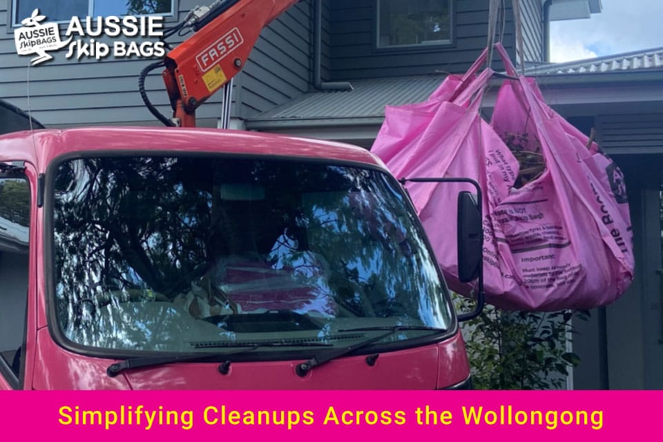 Skip Bags Wollongong article feature image of our truck loading a bag