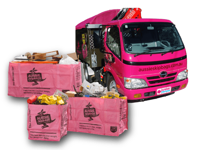 Aussie Skip Bags Wollongong page feature image of our truck and bags